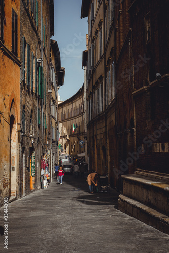 narrow street in Sienna  italy