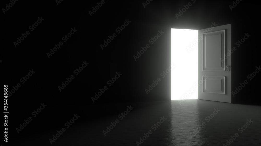 Doors Opening In A Dark Room - Stock Motion Graphics