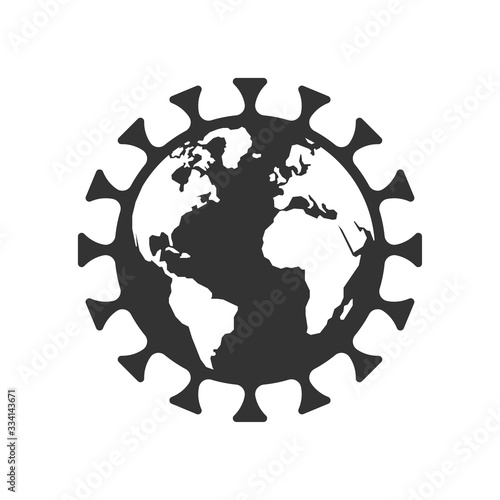 The image of the earth in the form of a virus. Illustration dedicated to the spread and pandemic of the coronovirus throughout the Earth. Epidemic and Pandemic Covid-19. EPS 10.