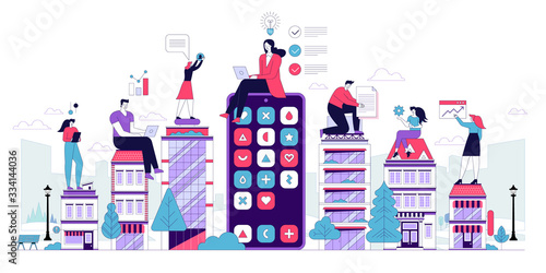 Vector illustration remote work on quarantine