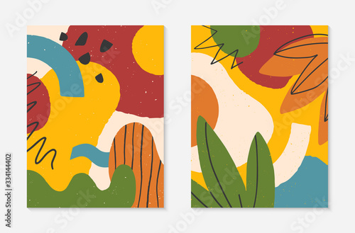 Wallpaper Mural Set of modern vector collages with hand drawn organic shapes,textures and graphic elements.Trendy contemporary design perfect for prints,flyers,banners,invitations,branding design,covers and more Torontodigital.ca