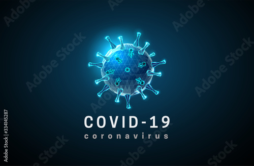 Coronavirus. Covid-19 virus. Low poly style design.