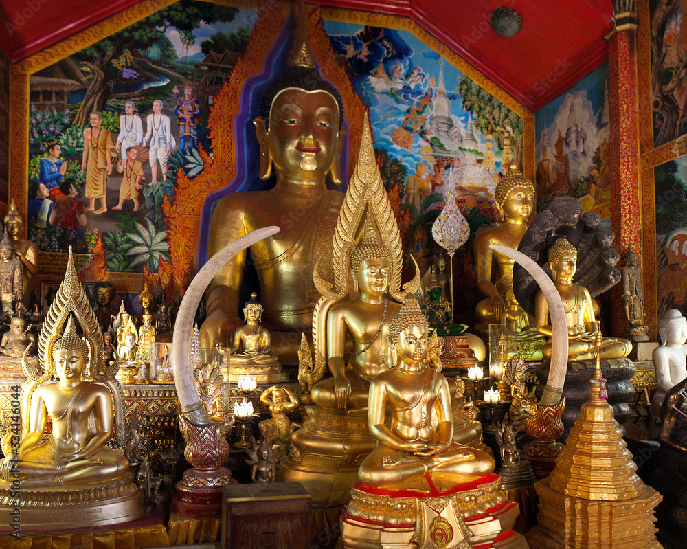 Buddha statues at Wat Phra That Doi Suthep in Chiang Mai, Northern Thailand