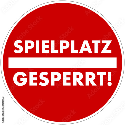 Corona Schild gesperrter Spielplatz, Virus, COVID-19