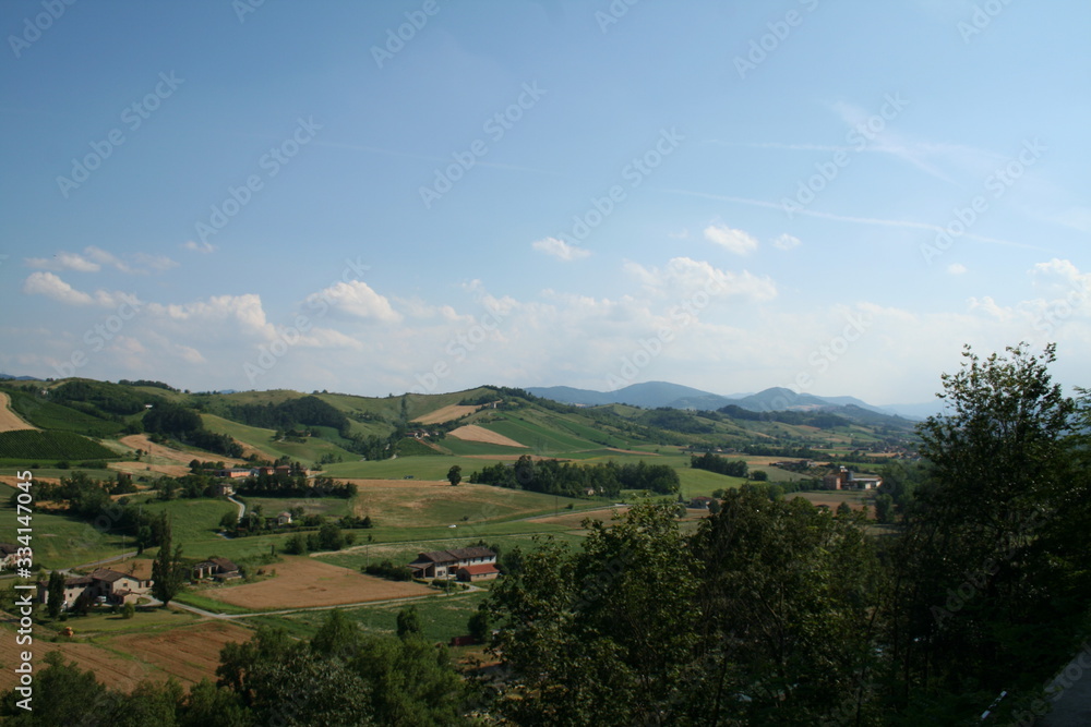 Castell'Arquato, Italy : view of the hill of north Italy