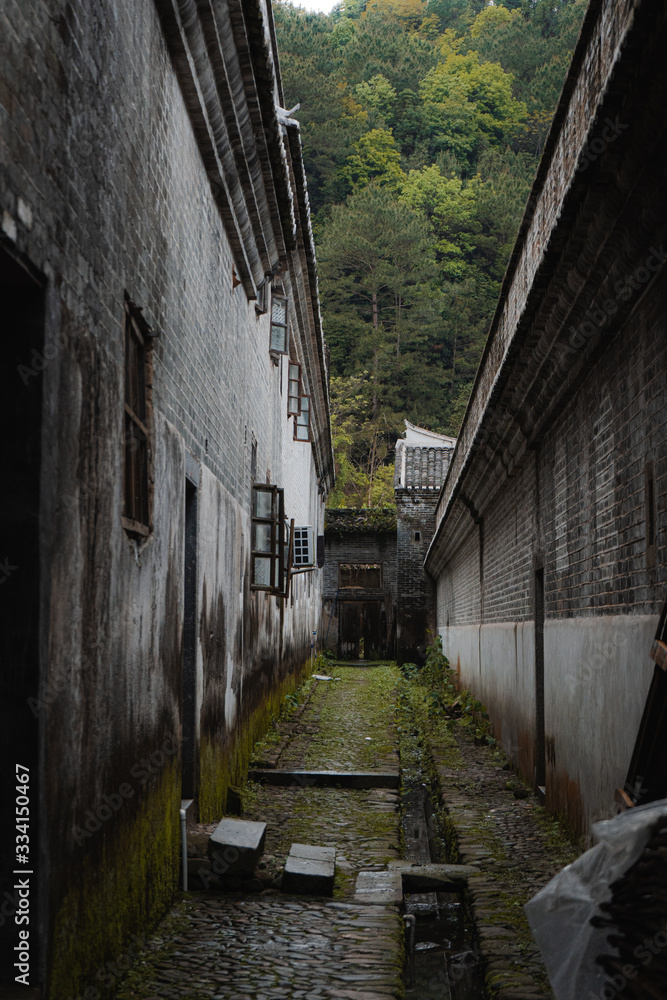 narrow street in the ancient town in asia
