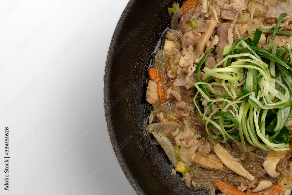 Soy sauce bulgogi on white background Soy sauce bulgogi on white background