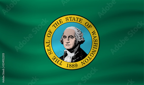 Waving flag of Washington. Vector illustration