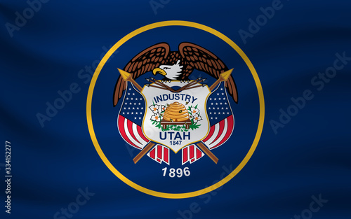 Waving flag of Utah. Vector illustration