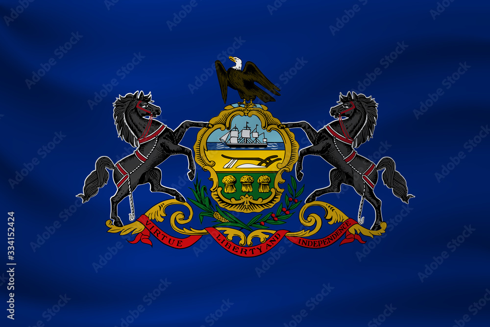 Waving flag of Pennsylvania. Vector illustration