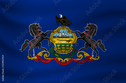 Waving flag of Pennsylvania. Vector illustration © corvalola