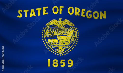 Waving flag of Oregon. Vector illustration photo