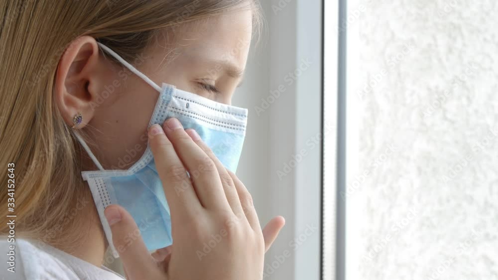Isolated Sick Child in Coronavirus Pandemic Outbreak, Sad Kid Unhappy Bored Girl in Covid-19 Crisis Isolated Sick Child in Coronavirus Pandemic Outbreak, Sad Kid Unhappy Bored Girl in Covid-19 Crisis