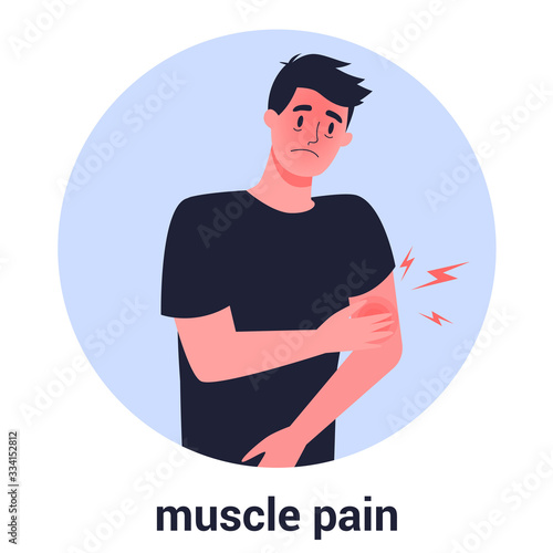 Man with muscle pain. Sport trauma and sickness. 2019-nCoV