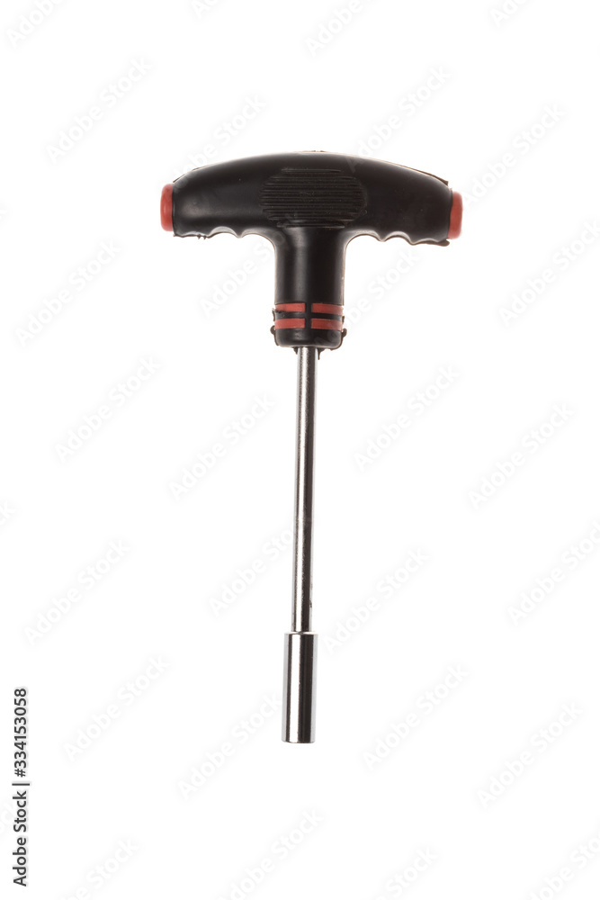 T-shape screwdriver with hexagon head for changable bit parts, isolated on white background T-shape screwdriver with hexagon head for changable bit parts, isolated on white background