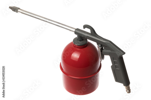Compressor accessorie, red air gun for spraying, isolated on white background