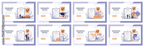 Insurance web banner set. Idea of security and protection of property