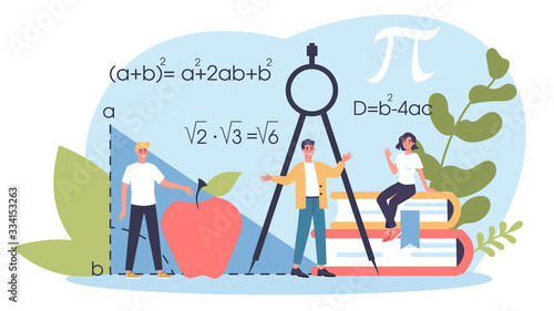Math school subject. Learning mathematics, idea of education