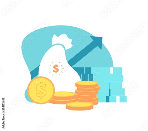 Financial performance. Business capital, money profit. Manage expense, growth budget fund. Productivity or income statistic vector concept. Illustration capital budget investment, income financial