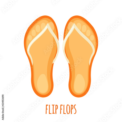 Vector Orange beach sneakers or flip flops icon in flat style isolated on white background.