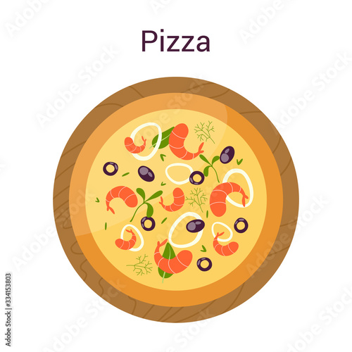 Pizza of different types set. Margherita and pepperoni, vegetarian