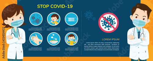 Doctor explain for Coronavirus with copy space for banner