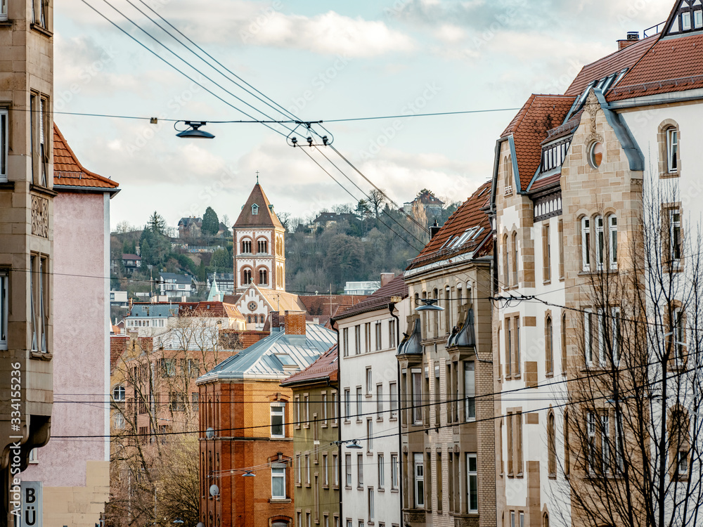 Naklejka premium Blick auf Stuttgart-West, Baden-Württemberg