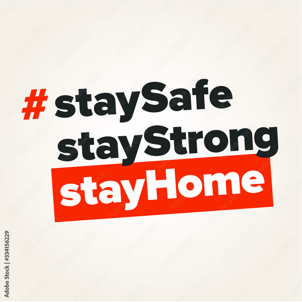 Obraz premium stay home writing, vector illustration, covid-19