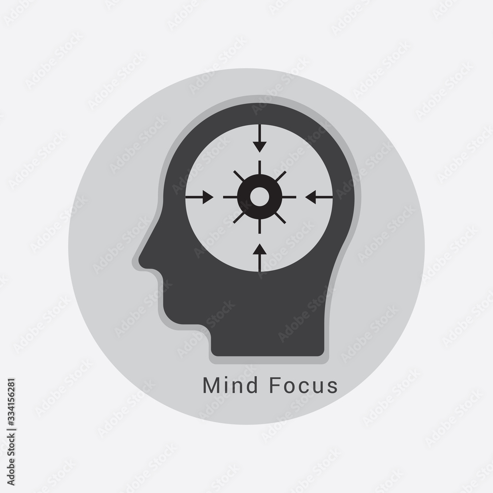 mind focus icon concept with human head mind focus icon concept with human head