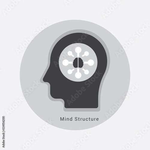 Mind structure icon concept with human head