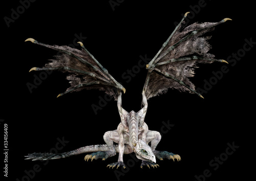 3D Rendering Fairy Tale Dragon on Black