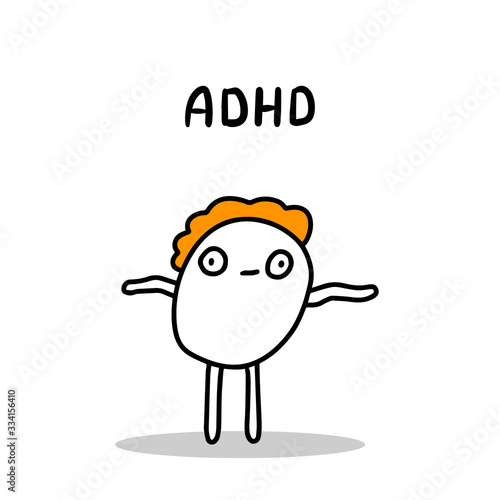 Attention Deficit Hyperactivity Disorder hand drawn vector illustration in cartoon comic style man active autism symptom
