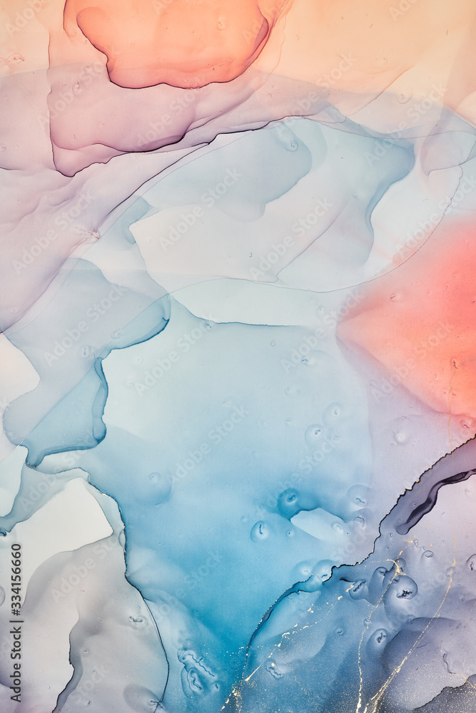 Fototapeta premium Fluid Art . Abstract colorful background, wallpaper. Mixing acrylic paints. Modern art. Marble texture. Alcohol ink colors translucent