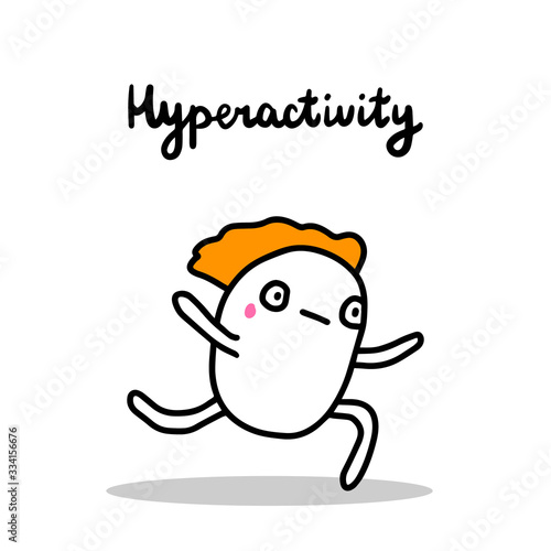 Hyperactivity hand drawn vector illustration in cartoon comic style man running fast autism awareness symptom