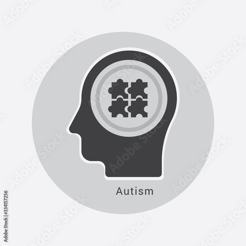 concept of mental health with human head silhouette with autism inside brain or mind, psychological. sign symbol icon