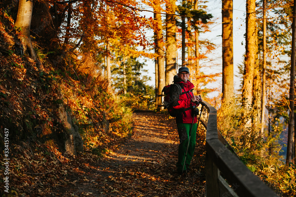Fototapeta premium Tourist in Babia Gora mountain