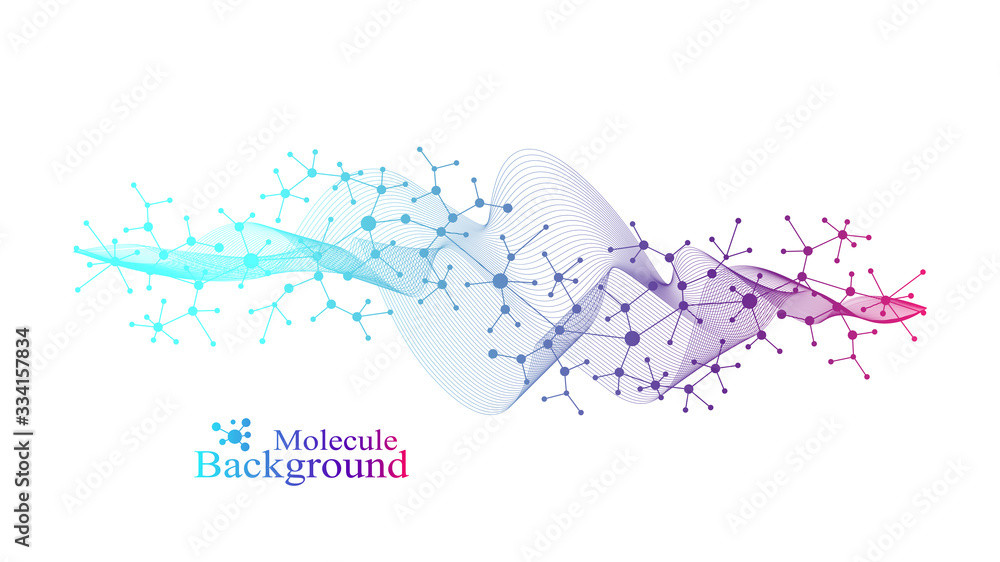 Scientific vector illustration genetic engineering and gene manipulation concept. DNA helix, DNA strand, molecule or atom, neurons. Abstract structure for Science or medical background. CRISPR CAS9.