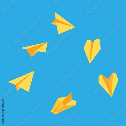 paper airplane vector illustration. blue background