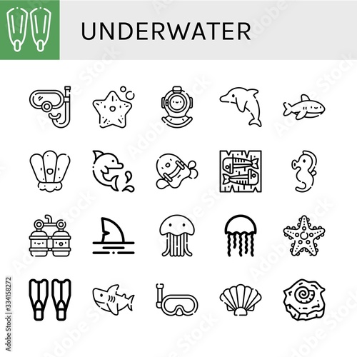 Set of underwater icons