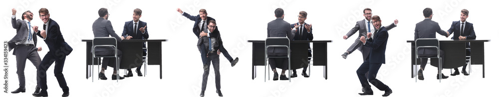 in full growth. two business people discussing something in full growth. two business people discussing something