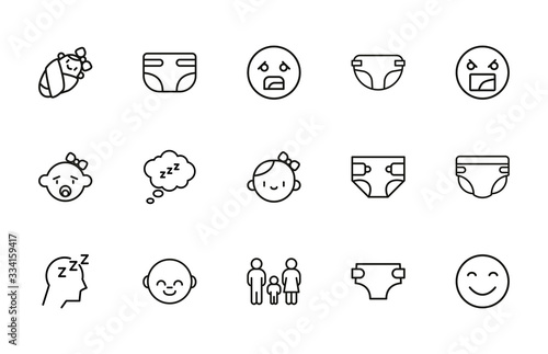 Icon set of baby.