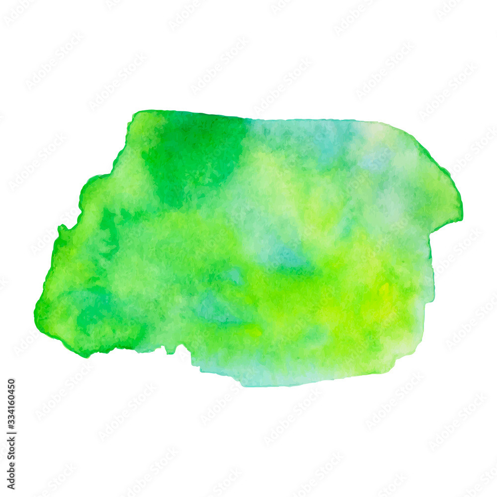 Abstract watercolor bright green and yellow gradient stain, hand drawn texture, isolated on white background, vector illustration. Abstract watercolor bright green and yellow gradient stain, hand drawn texture, isolated on white background, vector illustration.