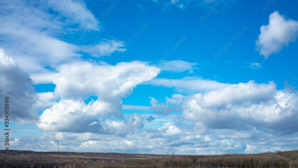 horizon with blue sky and white clouds , weather, landscape horizon with blue sky and white clouds , weather, landscape