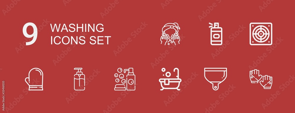 Editable 9 washing icons for web and mobile Editable 9 washing icons for web and mobile