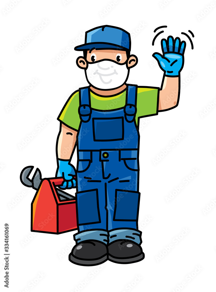 Funny plumber or repairman with the tools Funny plumber or repairman with the tools