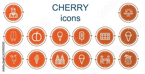 Editable 14 cherry icons for web and mobile