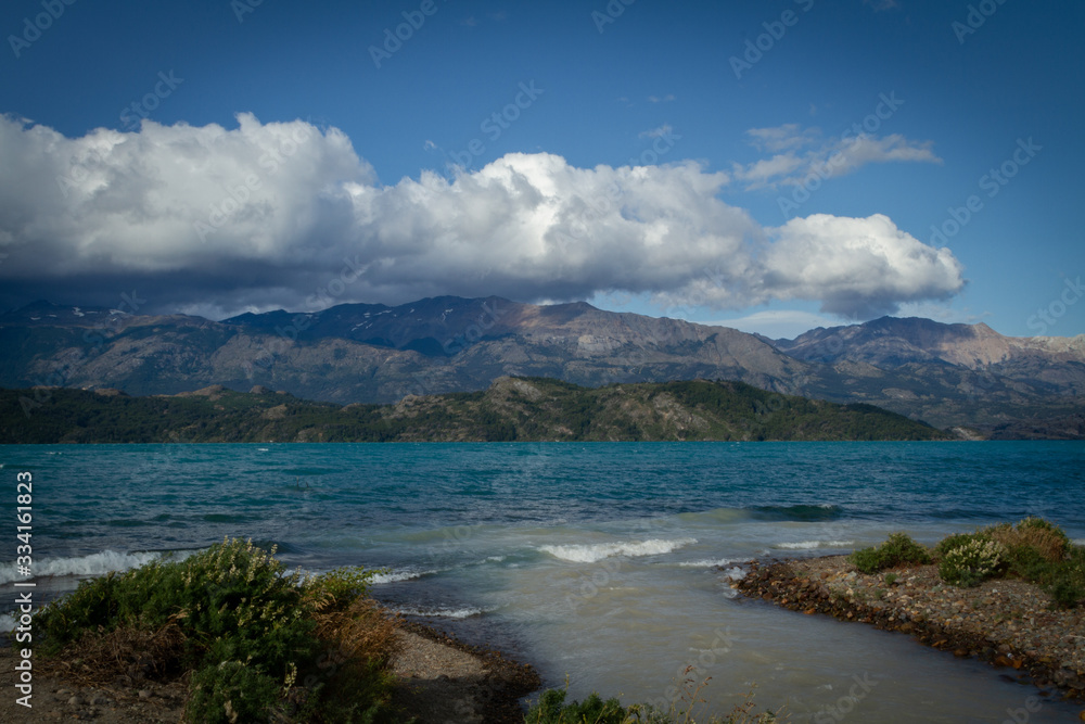 Puerto río tranquilo, ubicado en la región de Aysén, patagonia, Chile.
