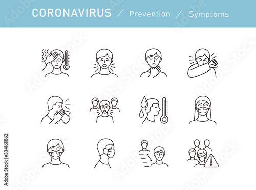 Set of Coronavirus Protection. Prevention of New epidemic 2019-nCoV icon set for infographic or website. Safety, health, remedies and prevention of viral diseases. Isolation. Vector