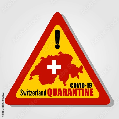 Coronavirus quarantine poster. Covid-19 quarantine in Switzerland. Vector illustration.