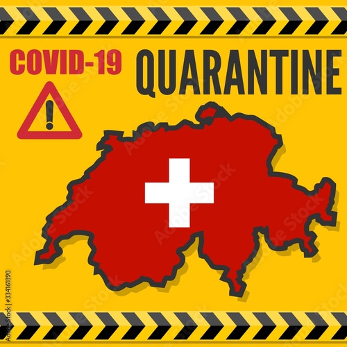 Coronavirus quarantine poster. Covid-19 quarantine in Switzerland. Vector illustration.